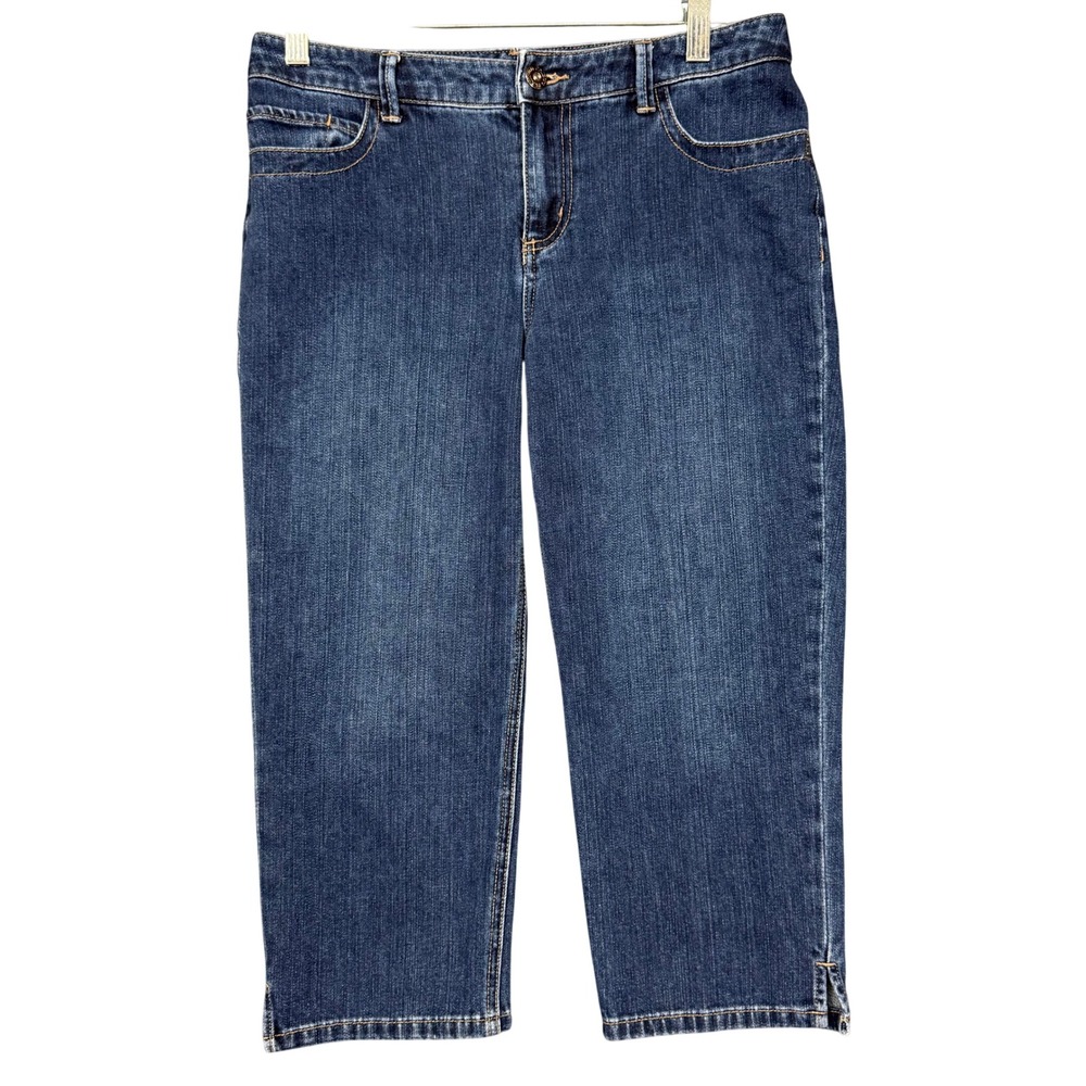Chicos Platinum Denim Crop Jeans 0 Womens 4 Blue Ultimate Fit Capri Stretch